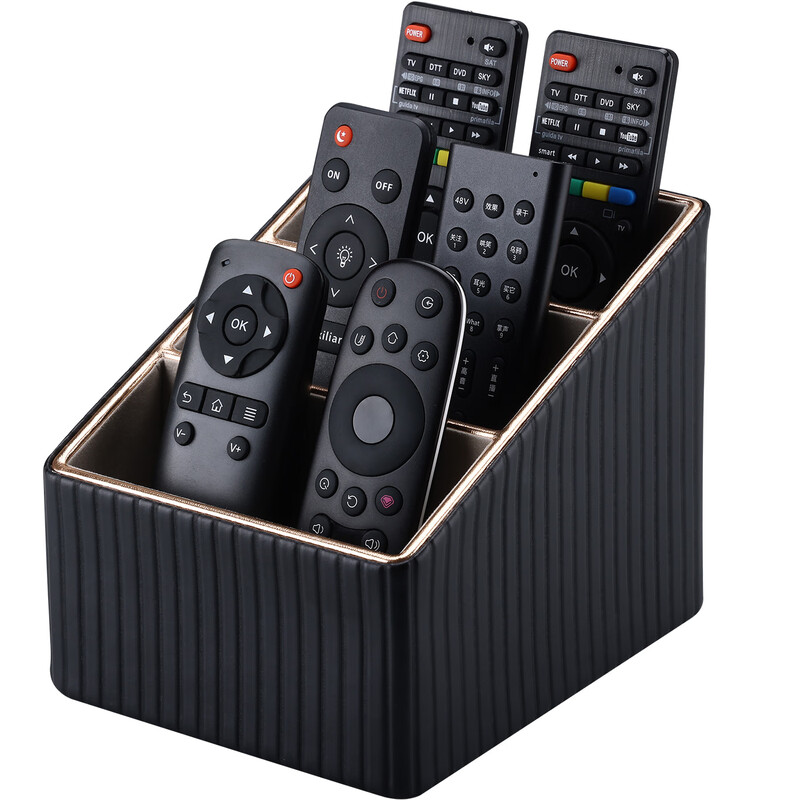 Richblue Multifunctional Mobile Phone Remote Control Storage Box Multi-compartment Desktop Stationery Box Pen Holder Home Storage Supplies Phnom Penh Black Vertical Stripes A513