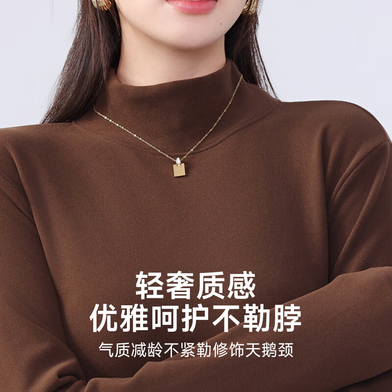 LangSha (LangSha) German velvet thickened women's bottoming shirt autumn and winter tops thickened bottoming shirt black XL 130kg-150kg