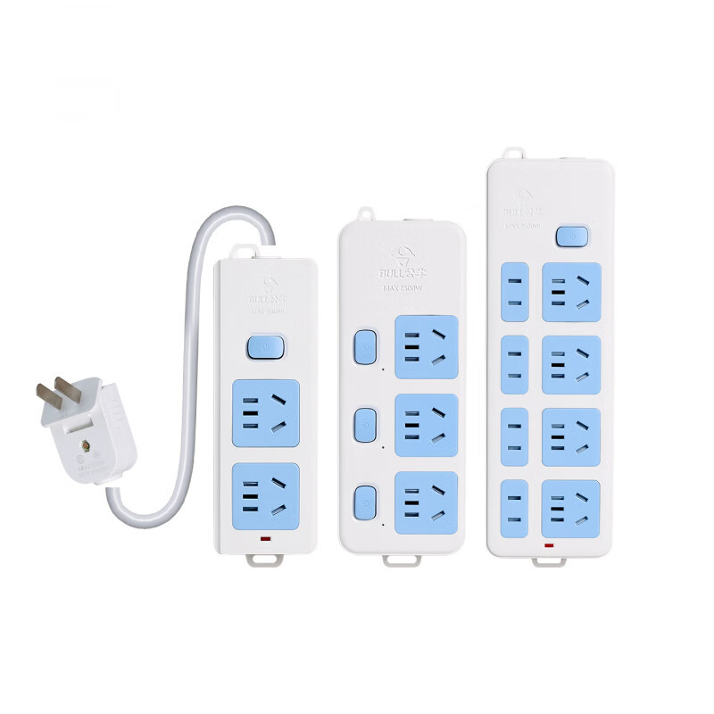 Bull socket two-term plug plug-in board two-hole to three-hole drag line board 2-pin plug-in row household plug-in board with line line length 0.1 meters 1 plug-no switch