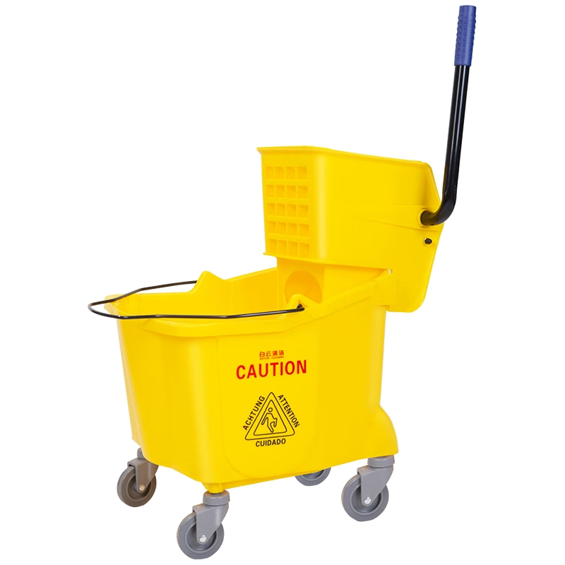 24L water press truck mop bucket squeeze bucket household commercial mop bucket cleaning mop truck floor mop bucket hand-free washing mopping bucket upgraded version extra thick 24L water press truck a must-have for home use