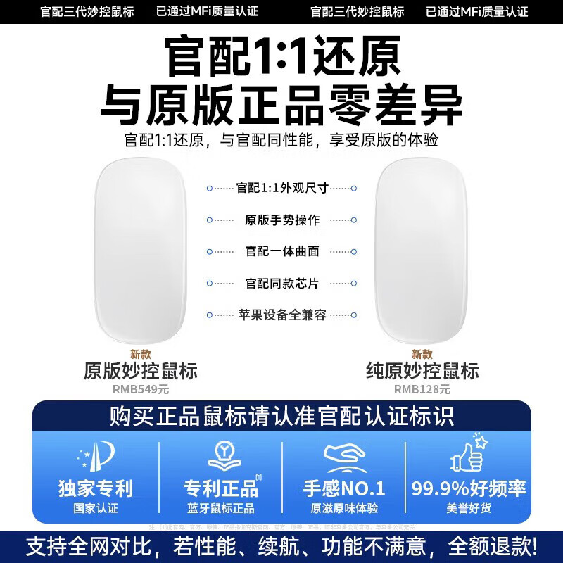 Geke US MFI certified Magic mouse and keyboard suitable for apple/Apple wireless mac bluetooth MacBook laptop air ipad tablet keyboard and mouse set Keyboard and mouse package-Apple white MFI quality certification丨Original Magic Control keys Top version Official new 1 1 restoration Magic control gestures