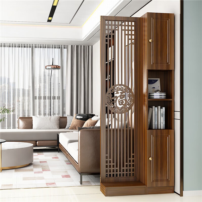 Xingzhemu new Chinese screen partition living room entrance cabinet multi-functional entrance door partition restaurant wine cabinet partition small apartment Fuze Youyu upper and lower cabinets height 200 width 100