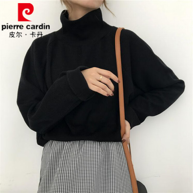 Pierre Cardin fat mm slimming bottoming shirt for women autumn and winter plus size women's 300 catties long-sleeved high-neck T-shirt with loose velvet top, white velvet XL 120-150 catties