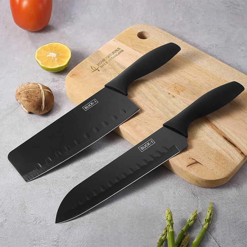 Carole German black steel knife set kitchen knife cutting board two-in-one home kitchen dormitory food supplement kitchen knife fruit knife fruit knife black