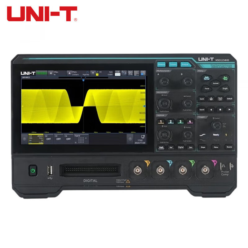 UNI-T high-precision digital oscilloscope four-channel 12-bit high-resolution touch screen desktop oscilloscope MSO1154HD