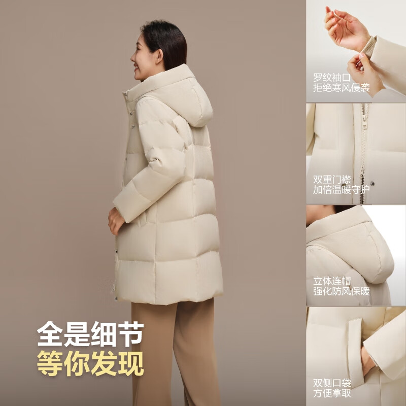 Bosideng 25-year-old down jacket for women winter 90 velvet thickened hooded loose mid-length versatile New Year red jacket