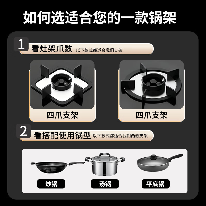 Xin Yingzhi (YINGZHI) gas stove bracket thickened cast steel gas stove bracket anti-slip frame windproof energy-saving cover fire cover suitable for Midea Vantage Skyworth Supor Xiaomi Boss Konka and other 2-pack six-ear pot holder | anti-slip and high temperature resistance | four- and five-claw general economic model