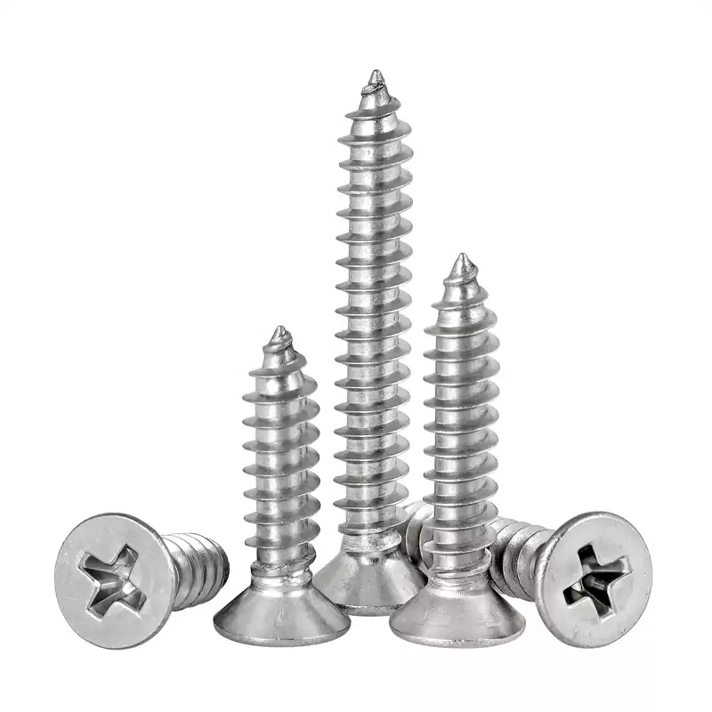 Tianli 304 stainless steel self-tapping screws, cross countersunk head flat head screws, extended KA wood screws