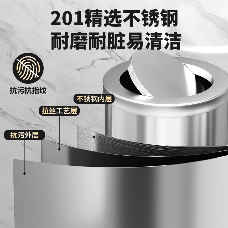 KUK stainless steel trash can 25*61cm oblique throw barrel outdoor shopping mall hotel vertical direct throw Hong Kong style barrel peel box