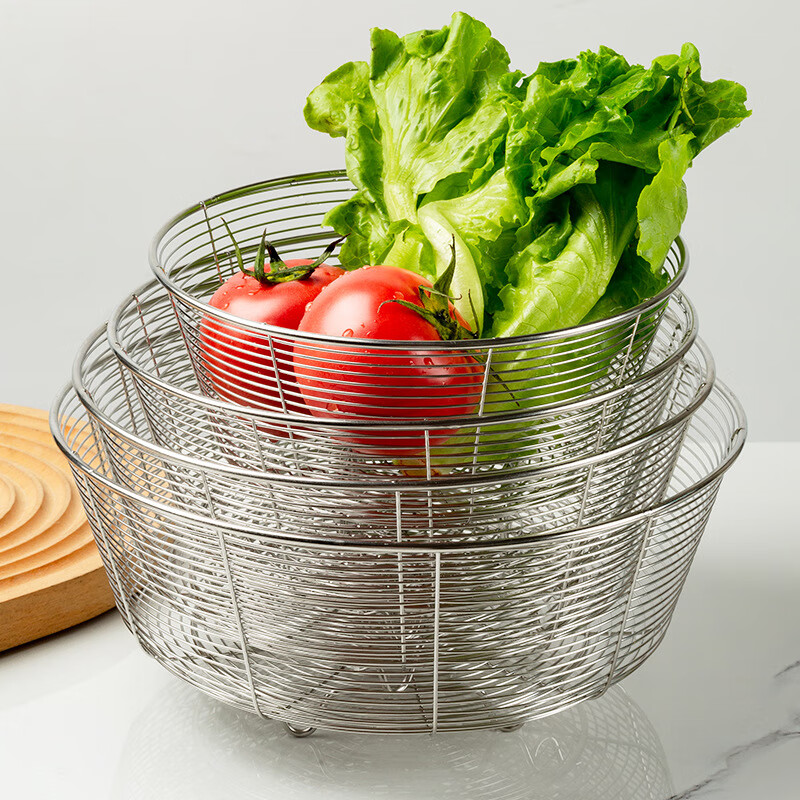Meal General Vegetable Wash Basket Drain Basket Household Large Capacity Stainless Steel Sink Dish Basin Kitchen Fruit Basket Sink Drainage Net