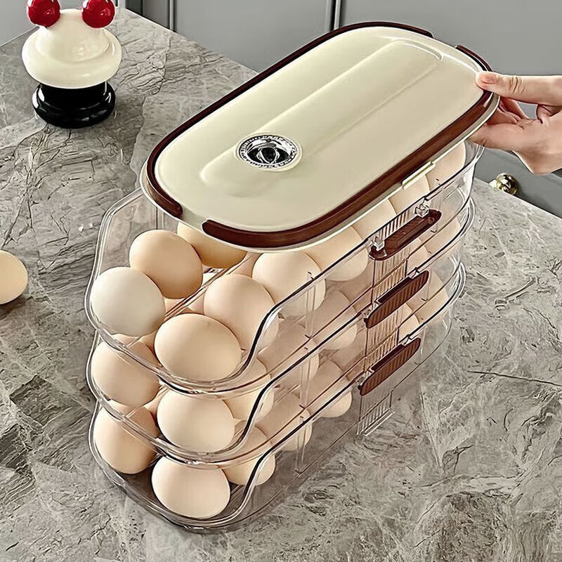 Tanbeiman egg storage box household refrigerator crisper egg storage special side door food grade multi-layer storage box artifact double row - single layer portable design