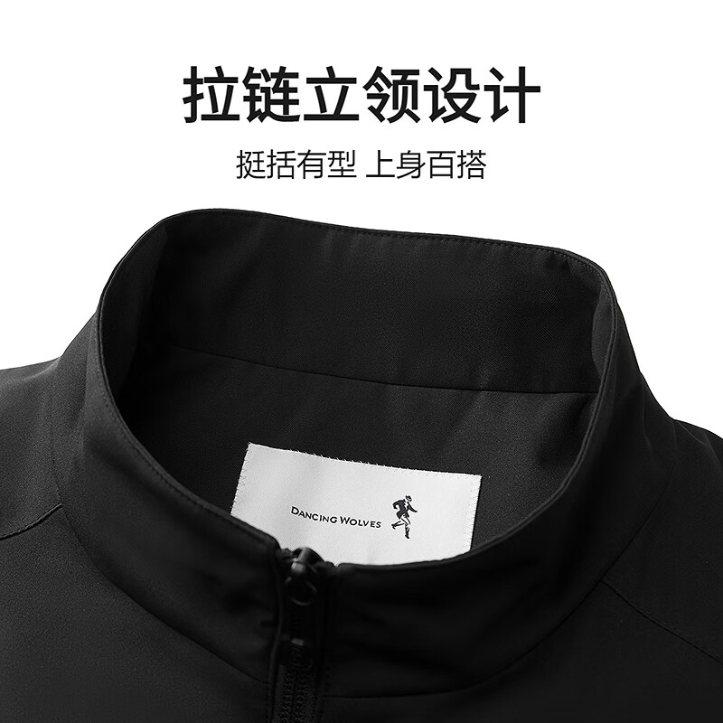 Dances with Wolves, quilted lining, outdoor trendy stand-up collar thick coat, warm and easy to care for men's jacket 001 black L