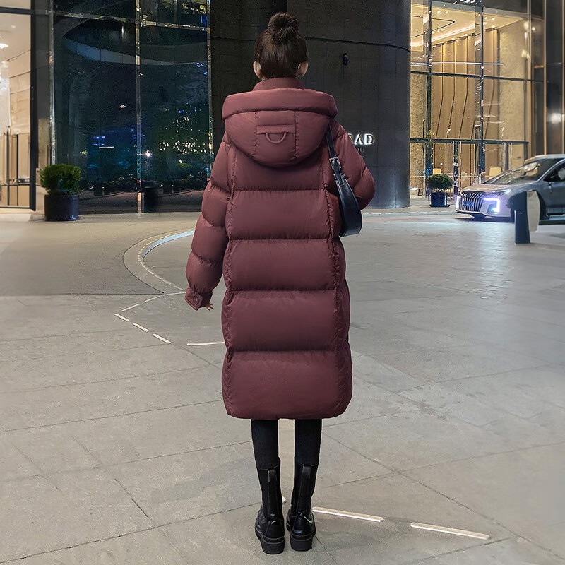 Sibaishe 90 velvet hooded down jacket for women 2025 winter new solid color long-sleeved warm mid-length jacket