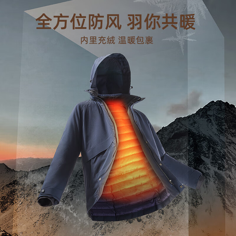 YOUNGOR 25 new winter product windproof business stand collar long removable hood goose down jacket Navy L (175/96A)