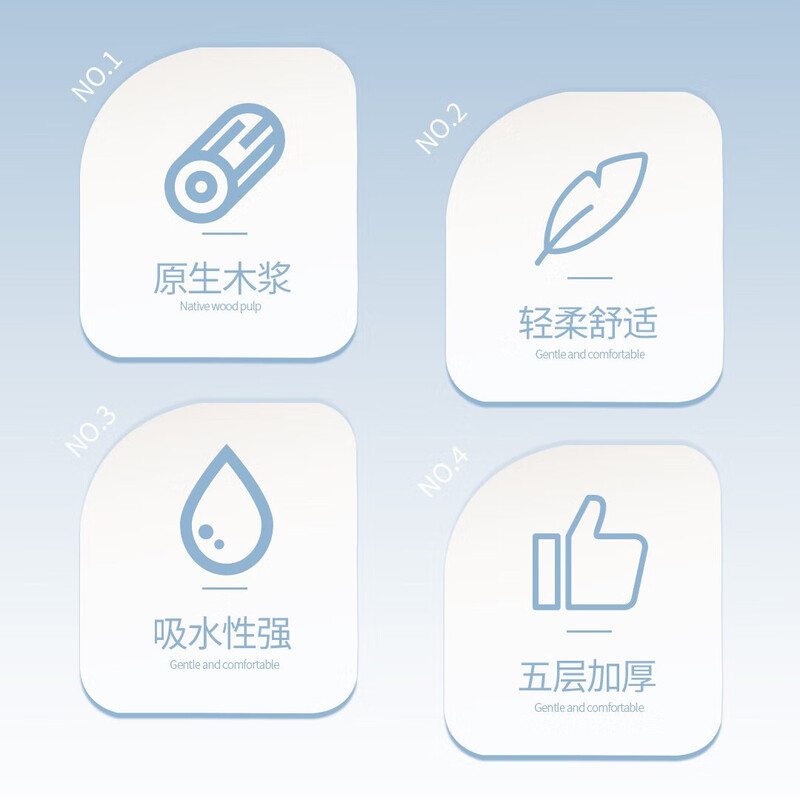 Half-curved log natural paper 5-layer thickened 30 packs of household napkins, facial tissues, toilet paper, toilet paper, whole box batch