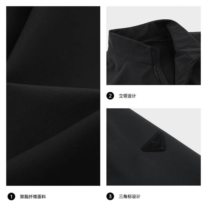 Septwolves three-proof plus velvet jacket men's autumn and winter windproof stand collar casual men's top warm jacket black 2XL