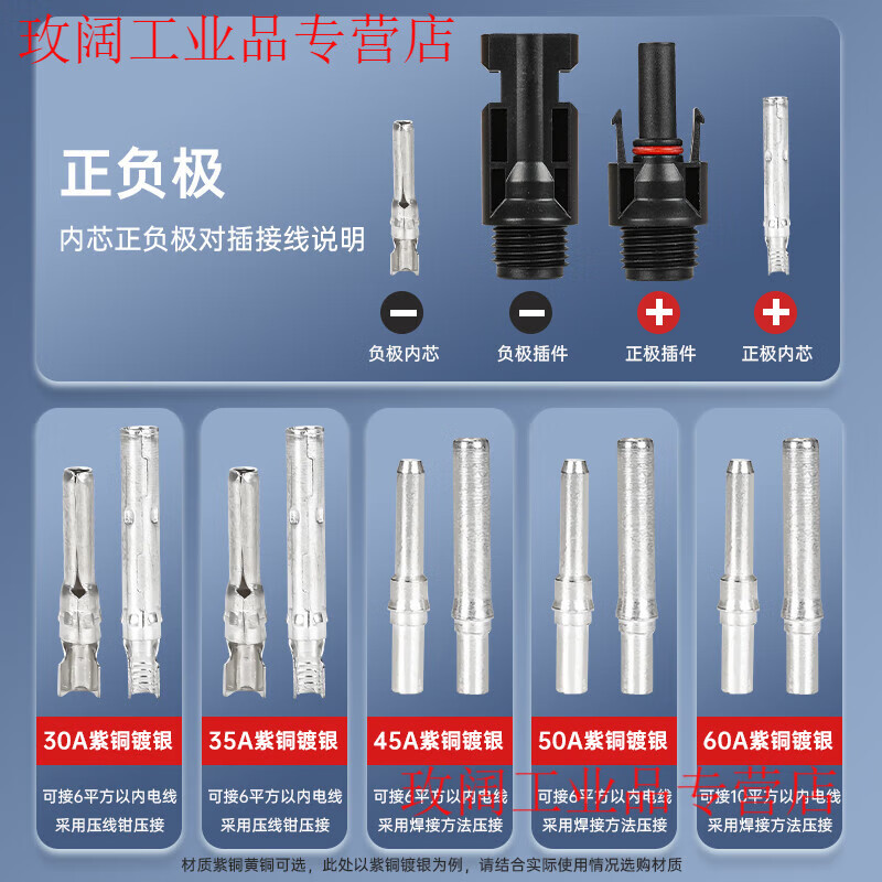 Yue Changsheng MC4 photovoltaic connector mc4 male and female plug waterproof IP67 solar module photovoltaic panel connector rose red