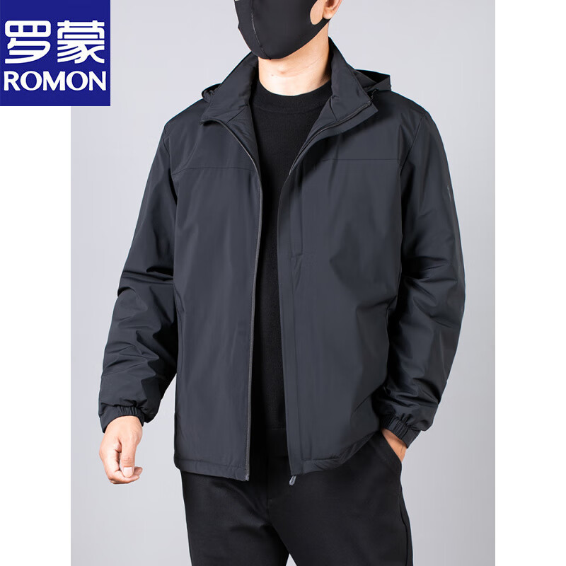 Luo Meng's new autumn and winter men's light cotton coat, middle-aged large size cotton coat, extra fat and thick coat, fat man's second cotton jacket 7551# black XL 100-110 catties