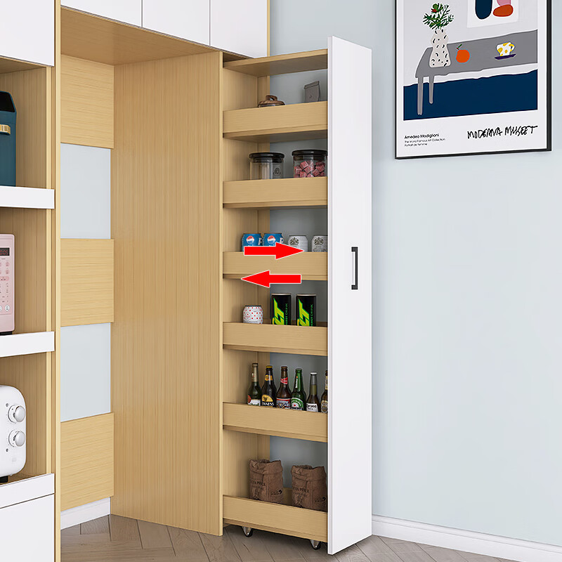 Mengyang small apartment sideboard dining table integrated pull-out table built-in refrigerator cabinet living room kitchen appliance storage cabinet 160 side table cabinet + electrical cabinet + refrigerator pull-out cabinet