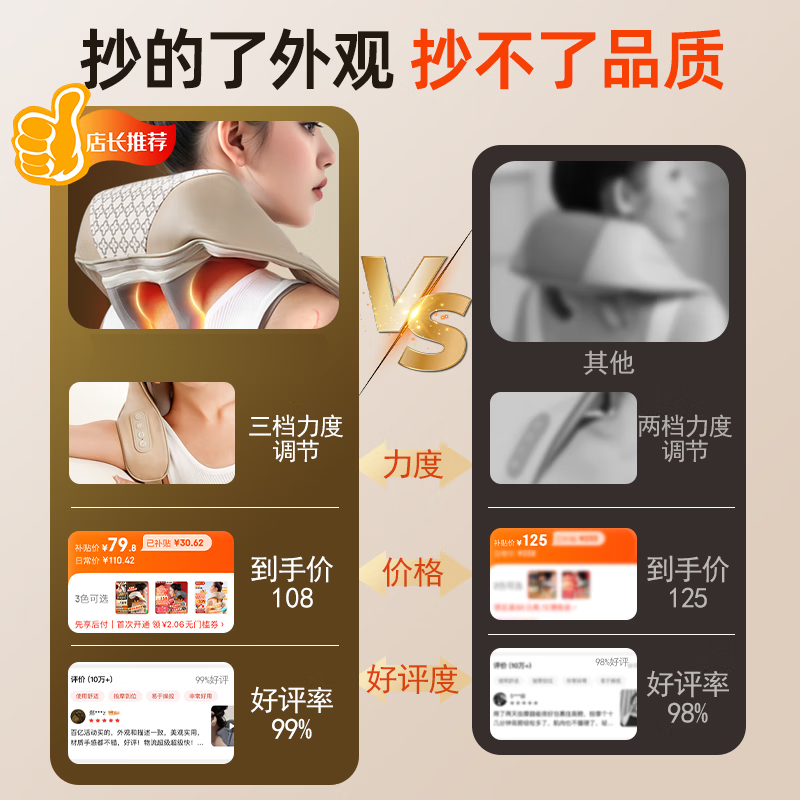 AUX cervical spine massager, massage shawl, shoulder and neck massager for trapezius muscle, leg, waist and neck massager for cervical spine, massage pillow for elders, parents, birthdays, practical, high-end, top-end model, S+V technique + 10D grasping + large area hot compress, Valentine's Day gift for boyfriend, girlfriend, husband, wife, elders, parents.