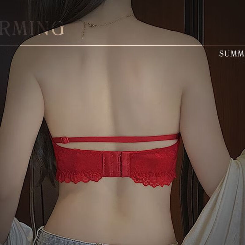 Victoria Ballet Red Underwear Women's 2025 New Year of the Wedding Bride Small Breast Push Up Lace Bra Panties Set Sexy Lucky Red (Gift Box Set) 75B =34 (AB Tong Cup)