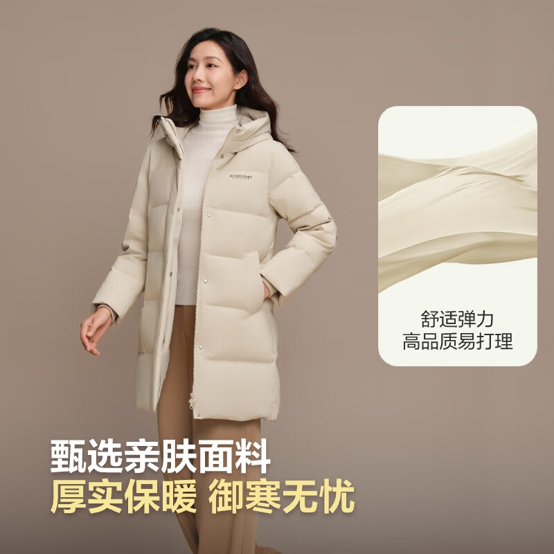 Bosideng 25-year-old down jacket for women winter 90 velvet thickened hooded loose mid-length versatile New Year red jacket