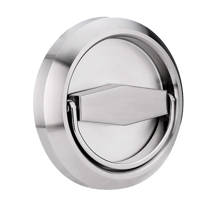 Honggong Stainless Steel Round Pull Ring Handle No Punching Exposed Handle Hidden Door Fire Box Invisible Concealed Handle Brushed Silver Perforated Style