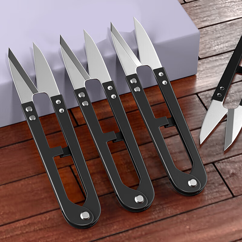 Yarn scissors, thread-cutting scissors, household U-shaped spring scissors, cross-stitch special knitted clothing cutting cloth, double-edged yarn scissors 107mm | 1 set