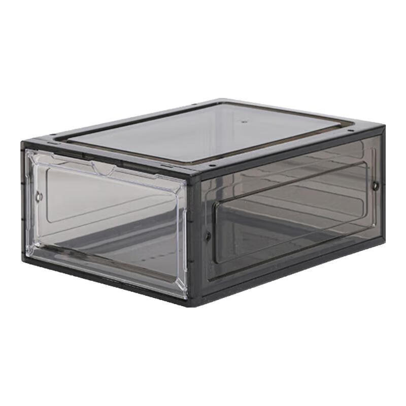 Magnetic suction high-looking transparent drawer-type shoe box shoe storage box dormitory artifact space-saving shoe rack shoe cabinet separate front door medium size magnetic suction 46 size low-top shoes transparent black one pack