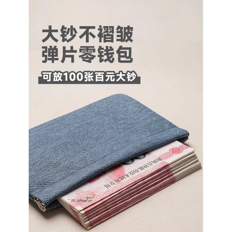 OIMG Large Capacity Women's 2025 New Cash Wallet Simple Coin Purse Lipstick Key Automatic Closing Storage Bag Dark Blue