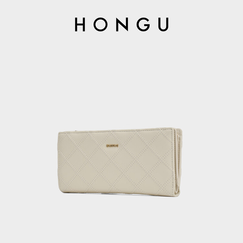 Honggu Bags Women's Wallet New Cowhide Long Wallet Multiple Card Slots Large Note Wallet New Year's Gift Off-White