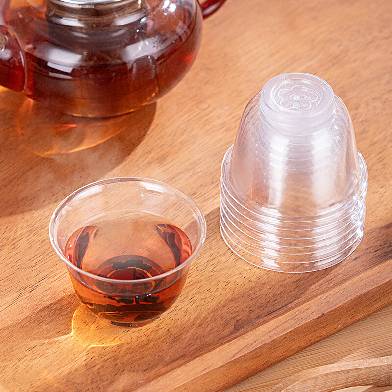 Yusenyi Disposable Tea Cup Tea Cup Kung Fu Small Tea Cup Office Hospitality Thickened Aviation Cup Commercial Hard Plastic Cup 2 Pack (100 Pieces) Kung Fu Tea Cup 200mL or less