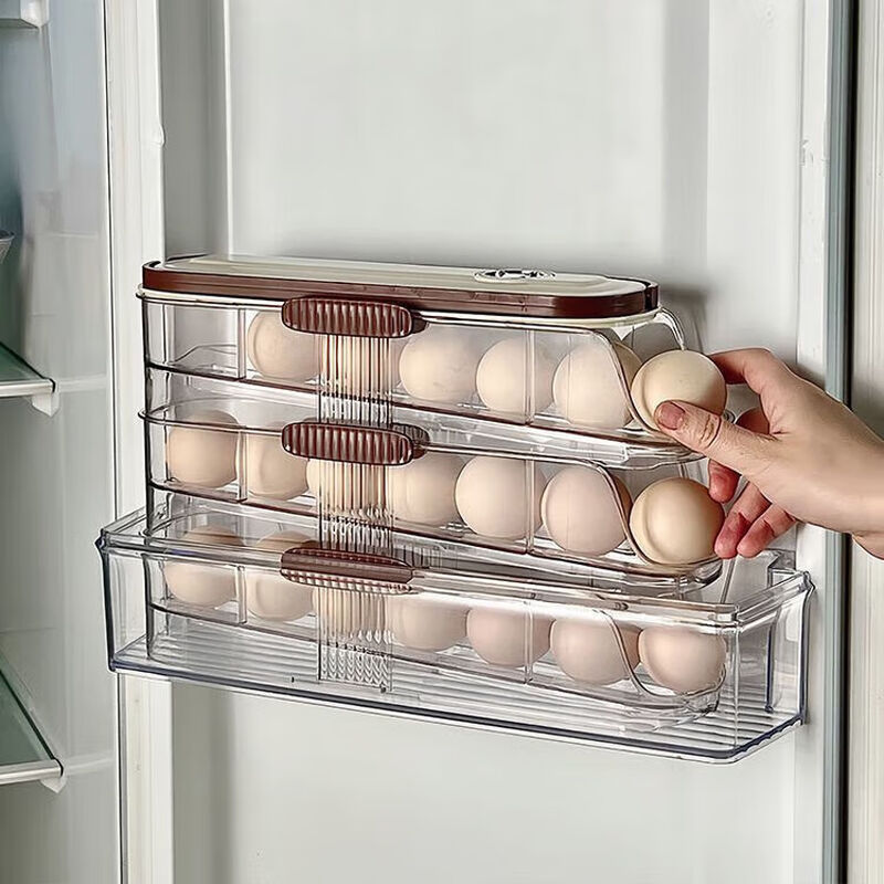 Tanbeiman egg storage box household refrigerator crisper egg storage special side door food grade multi-layer storage box artifact double row - single layer portable design