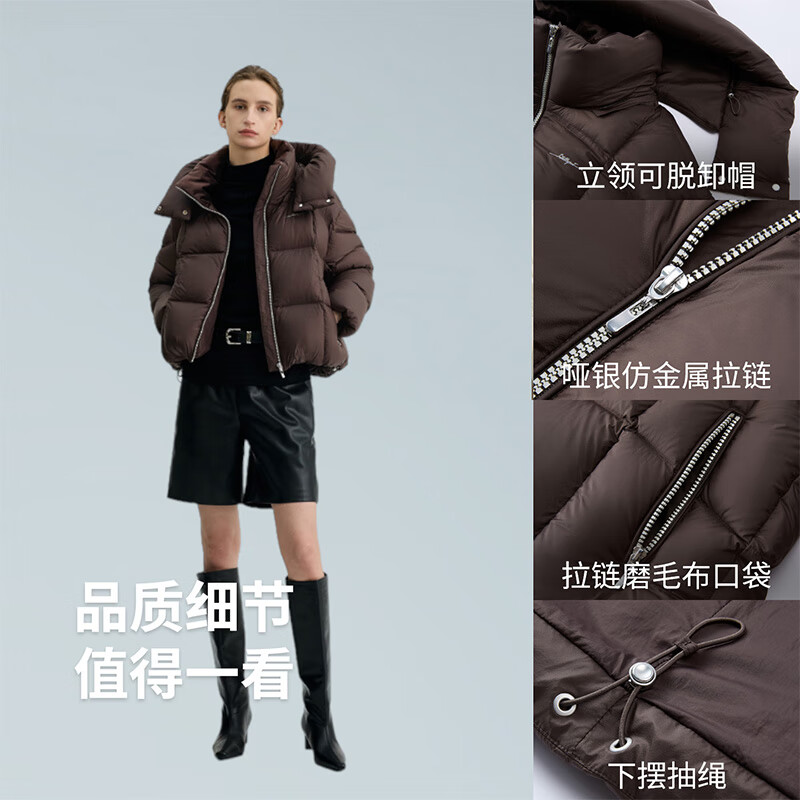 Bingjie BINJORA 25 Short Removable Hood Stand Collar Down Jacket Women's 95 Duck Down Puff Down Jacket Wu Xin's Same Style