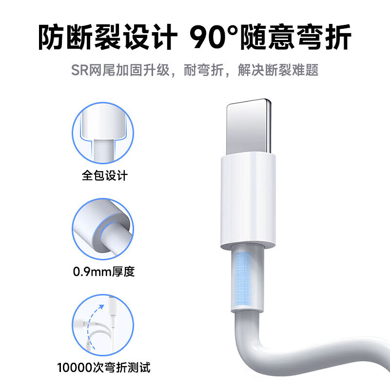 Solid Apple charging cable fast charging data cable adapted to original iPhone14/13/12Pro Max/XR/Xs/11/8 mobile phone ipad tablet car charger cable direct genuine Apple USB-lightning 1 meter cable