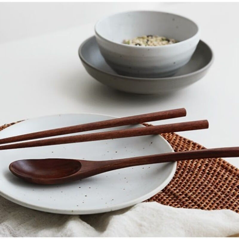 Mingyu portable spoon and chopsticks tableware set with wooden spoon and chopstick storage box three-piece set portable household long-handled spoon wireless 23.5 spoons and chopsticks + storage box