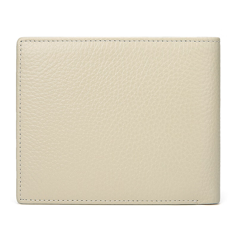 Scarecrow wallet women's short folding first-layer cowhide simple women's wallet mini fresh zero birthday gift for girls off-white - horizontal clip