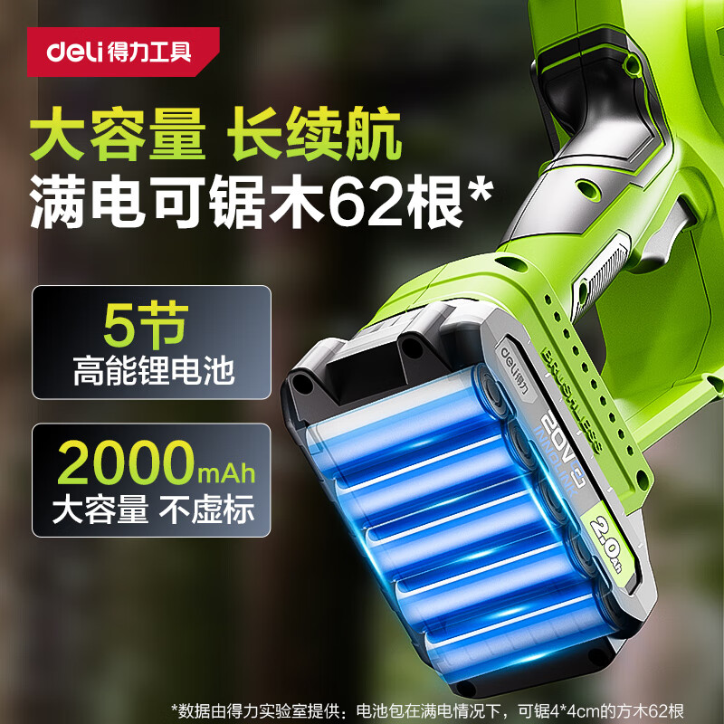 Deli lithium chainsaw household firewood sawing high power 20V small tree felling handheld electric chain saw 4 inches DGJ102-1