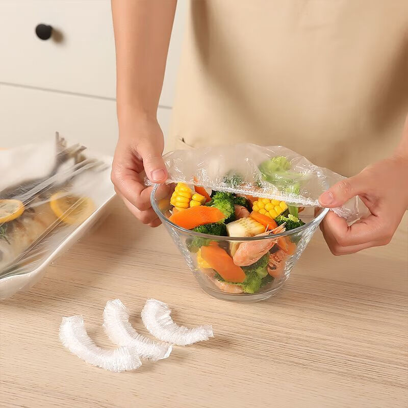 MIEHONE plastic wrap cover for leftover rice preservation cover, disposable cover, multi-functional dust-proof elastic bag, plastic wrap cover, 100 pieces