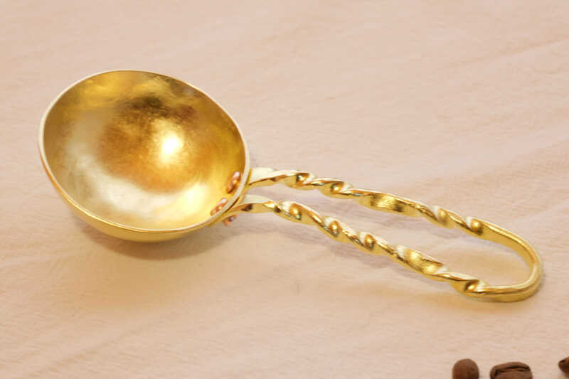 Shuangshan (SHIMOYAMA) handmade brass coffee spoon, copper coffee bean spoon, dessert spoon, brass tea spoon, measuring spoon, household creative copper spoon, brass spoon