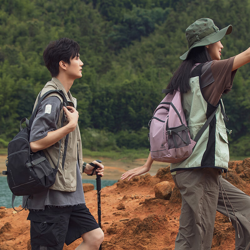 FOUVOR outdoor backpack lightweight folding travel backpack women's sports hiking mountaineering bag children's school bag lotus root pink