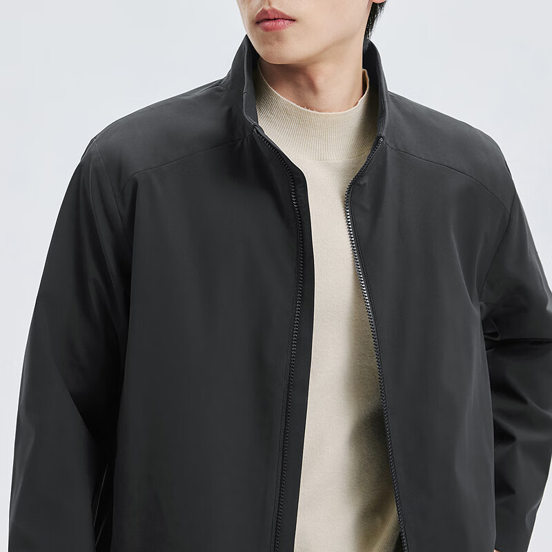 Septwolves three-proof plus velvet jacket men's autumn and winter windproof stand collar casual men's top warm jacket black 2XL