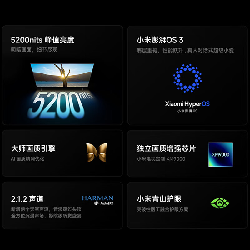 Xiaomi TV S Pro Mini LED 75-inch 2026 model 5200nits 2304 partition 330Hz wide viewing angle low reflection screen L75MC-SP appearance upgrade