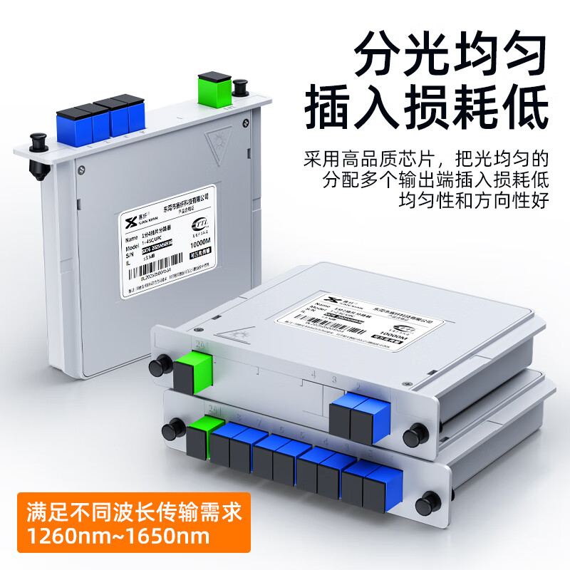 Sai Fiber optical fiber splitter 1 minute 2 plug-in card type carrier-grade optical fiber splitter single-mode square head SC/UPC pigtail mobile Unicom Telecom PLC box splitter 1/2