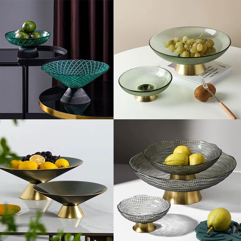 Yusenyi Fruit Plate Home Snack Candy Storage Plate Glass Fruit Plate Heart of the Ocean Large Lake Green