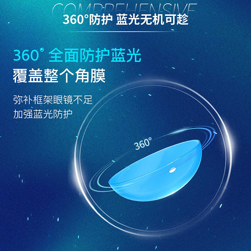 Haichang H2O anti-blue light monthly disposable contact lenses 6 pieces 3Cblue transparent myopia glasses 600 degrees