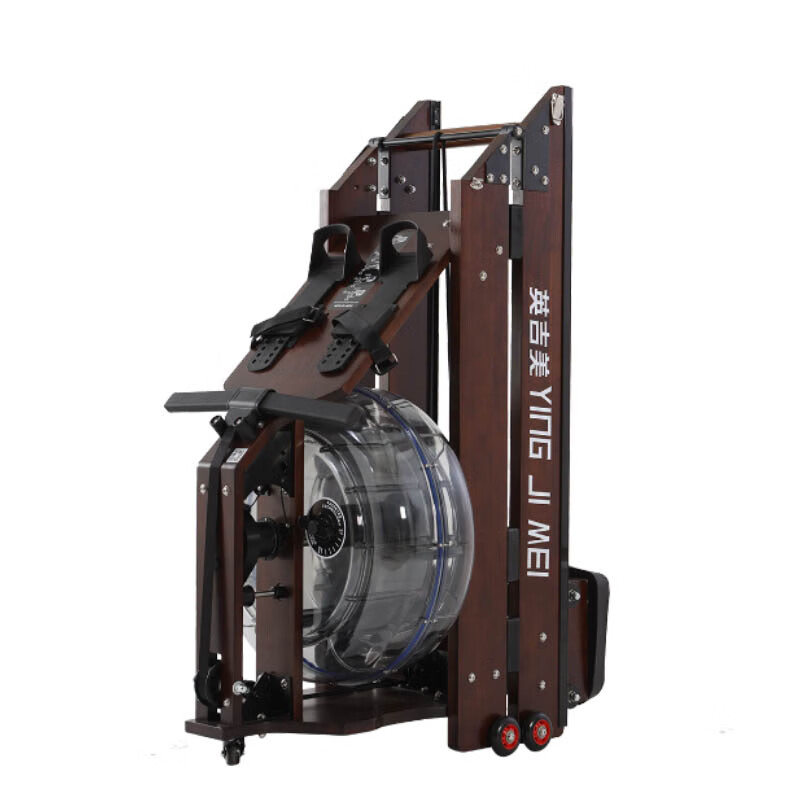 YINGJIMEI solid wood intelligent folding water resistance rowing machine home indoor fitness equipment house of cards water rowing machine Russian solid wood ash folding+