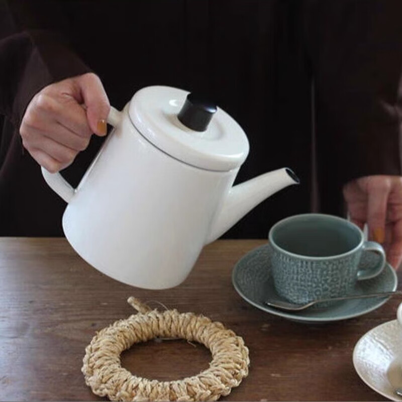 Enamel boiling water white teapot open flame induction cooker coffee hand brewing kettle 1.5L green - 1.5L 1L (inclusive) - 2L (not included)