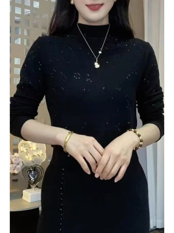 German velvet fabric autumn and winter new style German velvet warm bottoming shirt women's long-sleeved fashionable outer wear women's top yellow green XL recommended 105-120 pounds