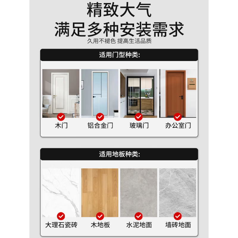 Gongbaili door stopper, punch-free door stop, anti-collision door limiter, strong magnet, stainless steel floor suction door bumper fixed door stopper, magnetic door stopper (Jingcang Express), with film + screws